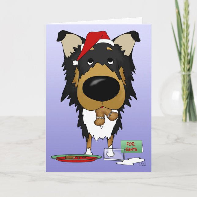 Rough Collie Christmas - Ho Ho Ho??? Holiday Card (Front)