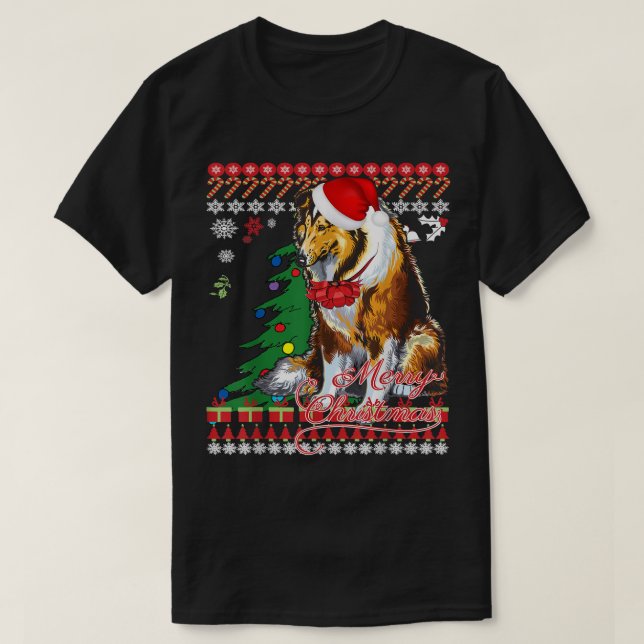 Rough Collie Christmas Sweater  (Design Front)