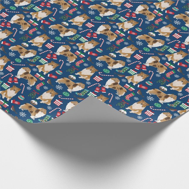 Rough Collie Christmas wrapping paper (Corner)