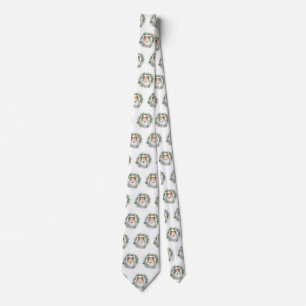 Rough Collie Christmas Wreath Festive Pup Tie