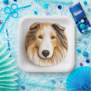 Rough Collie Dog 3D Inspired Paper Plate