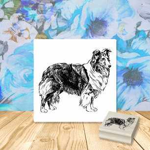Rough Collie Dog Breed Rubber Stamp