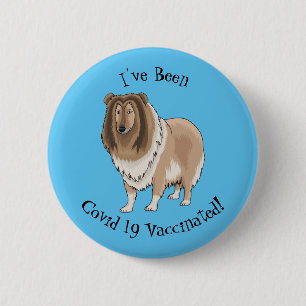 Rough collie dog cartoon illustration 6 cm round badge