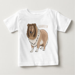 Rough collie dog cartoon illustration baby T-Shirt