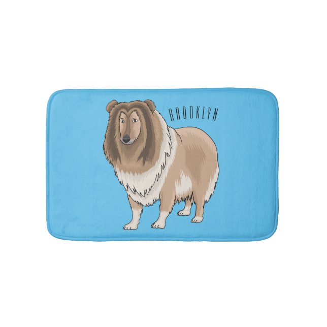 Rough collie dog cartoon illustration  bath mat (Front)
