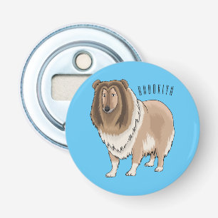 Rough collie dog cartoon illustration bottle opener