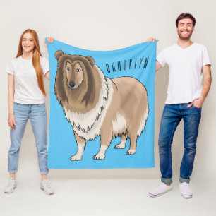 Rough collie dog cartoon illustration  fleece blanket