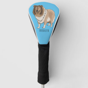 Rough collie dog cartoon illustration golf head cover