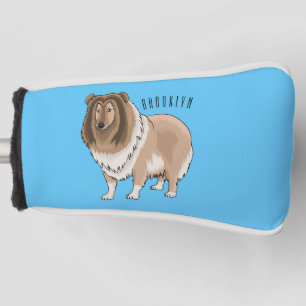 Rough collie dog cartoon illustration golf head cover
