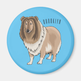 Rough collie dog cartoon illustration magnet