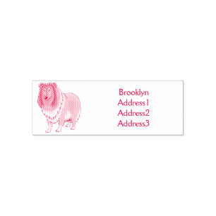 Rough collie dog cartoon illustration self-inking stamp