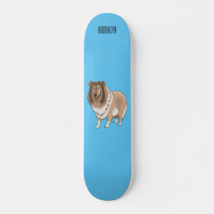 Rough collie dog cartoon illustration skateboard
