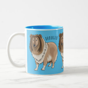 Rough collie dog cartoon illustration  Two-Tone coffee mug
