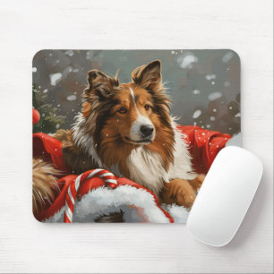 Rough Collie Dog Christmas Festive Mouse Pad