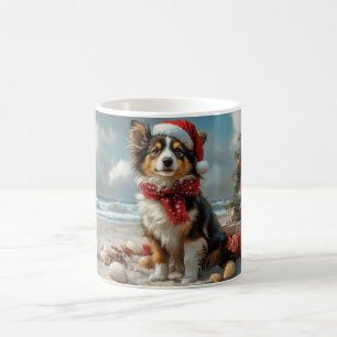 Rough Collie Dog Christmas Vintage Beach  Coffee Mug