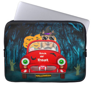 Rough Collie Dog Driving Car Scary Halloween Laptop Sleeve