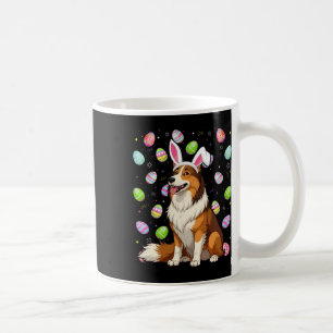 Rough Collie Dog Easter Egg Hunt Bunny Ear Easter Coffee Mug