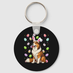 Rough Collie Dog Easter Egg Hunt Bunny Ear Easter Key Ring