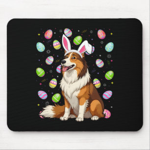 Rough Collie Dog Easter Egg Hunt Bunny Ear Easter  Mouse Pad