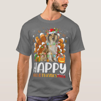 Rough Collie Dog Halloween Christmas Happy Halloth T-Shirt