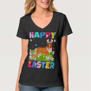 Rough Collie Dog Happy Easter Rough Collie Easter T-Shirt
