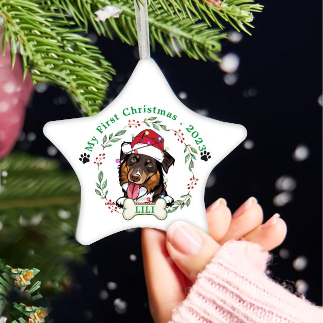 Rough Collie Dog Personalised Christmas Gift Ceramic Tree Decoration (Creator Uploaded)