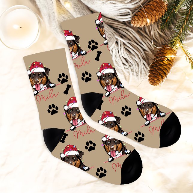 Rough Collie Dog Personalised Christmas Gift Socks (Creator Uploaded)