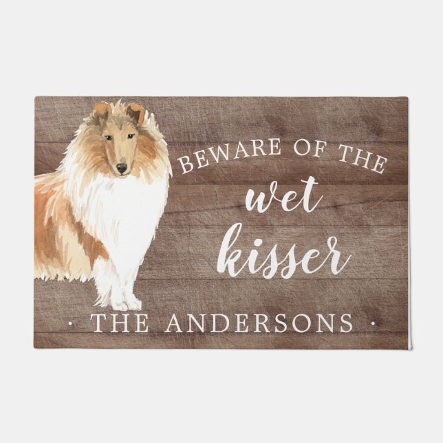 Rough Collie Dog Personalised Door Mat (Front)