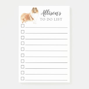 Rough Collie Dog Personalised To Do List Post-it Notes