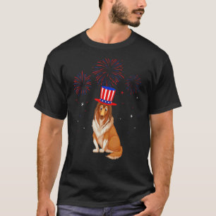 Rough Collie Dog Red White Blue Fireworks Decor 4t T-Shirt