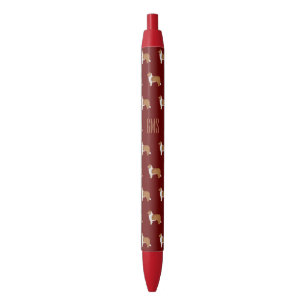 Rough Collie Dogs Pattern Monogrammed Black Ink Pen