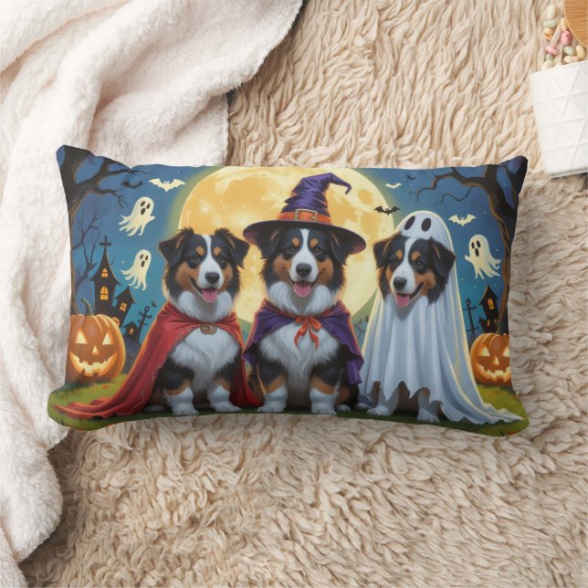 Rough Collie Dogs Pumpkin Halloween Funny Lumbar Cushion (Blanket)