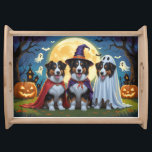 Rough Collie Dogs Pumpkin Halloween Funny Serving Tray<br><div class="desc">A playful Halloween scene featuring a mischievous little pup peeking out of a carved pumpkin,  surrounded by spooky-fun fall vibes. With cheeky charm and autumn colours,  it’s the perfect touch of humour for the season.</div>