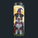 Rough Collie Dogs Pumpkin Halloween Funny Thermal Tumbler<br><div class="desc">A playful Halloween scene featuring a mischievous little pup peeking out of a carved pumpkin,  surrounded by spooky-fun fall vibes. With cheeky charm and autumn colours,  it’s the perfect touch of humour for the season.</div>