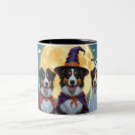 Rough Collie Dogs Pumpkin Halloween Funny Two-Tone Coffee Mug<br><div class="desc">A playful Halloween scene featuring a mischievous little pup peeking out of a carved pumpkin,  surrounded by spooky-fun fall vibes. With cheeky charm and autumn colours,  it’s the perfect touch of humour for the season.</div>