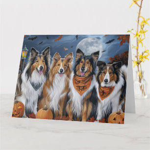 Rough Collie Halloween Spooky Card