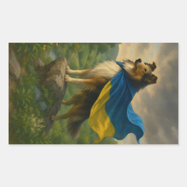 Rough Collie Hero Rectangular Sticker (Front)