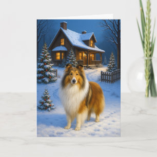 Rough Collie Holiday Card