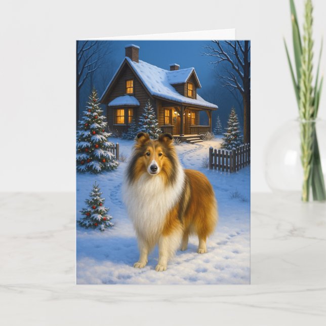 Rough Collie Holiday Card (Front)