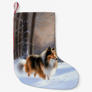Rough Collie Let It Snow Christmas Small Christmas Stocking