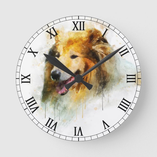 Rough Collie / Long-haired Collie Round Clock (Front)