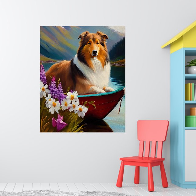 Rough Collie on a Paddle: A Scenic Adventure Poster (Nursery 1)