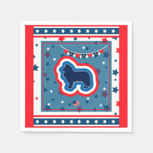 Rough Collie Patriotic Red White Blue 4th Of July Napkin