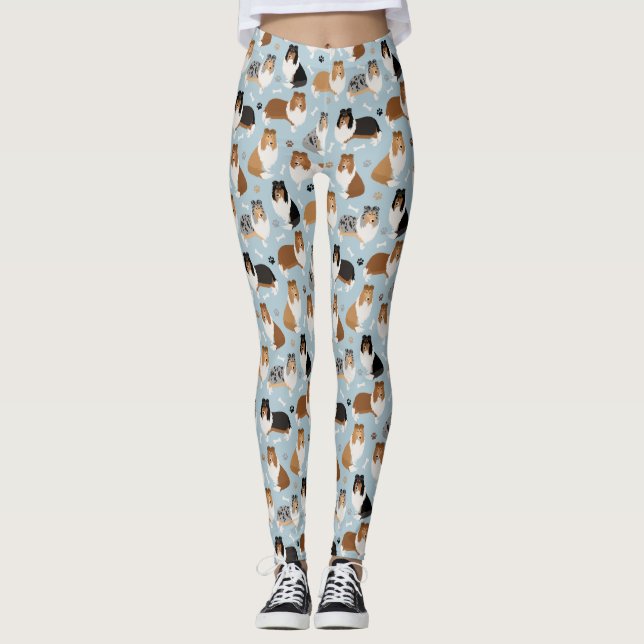 Rough Collie Paws and Bones Leggings (Front)