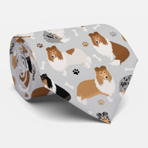 Rough Collie Paws and Bones Tie