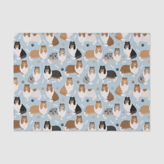 Rough Collie Paws and Bones Tissue Paper (Front)