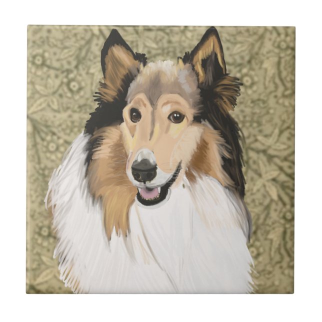 Rough Collie Portrait Tile (Front)