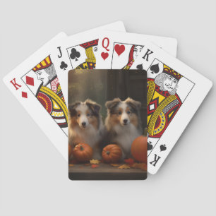 Rough Collie Puppy Autumn Delight Pumpkin Playing Cards