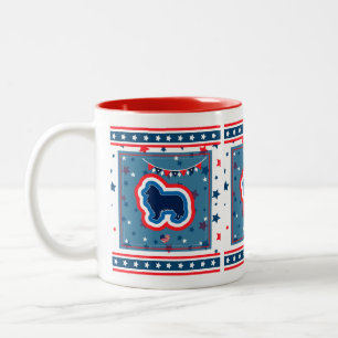 Rough Collie Red White And Blue 4th Of July Two-Tone Coffee Mug
