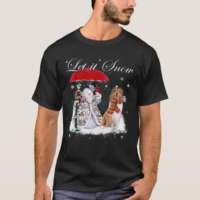 Rough Collie Santa Dog Christmas Snowman Xmas Paja T-Shirt (Front)
